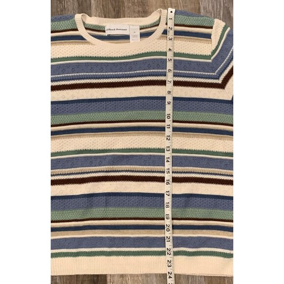 Alfred Dunner Striped Short Sleeve Knit Top Blue Green Lightweight Sweater Sz XL - Picture 9 of 12